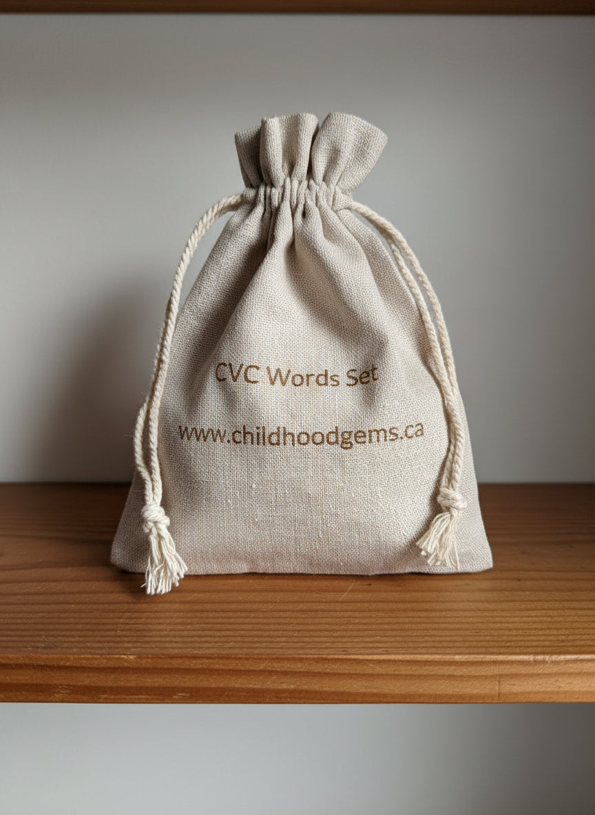 CVC Words & Picture Matching Flashcards (discs) - Natural Wooden Learning Set (24pcs)