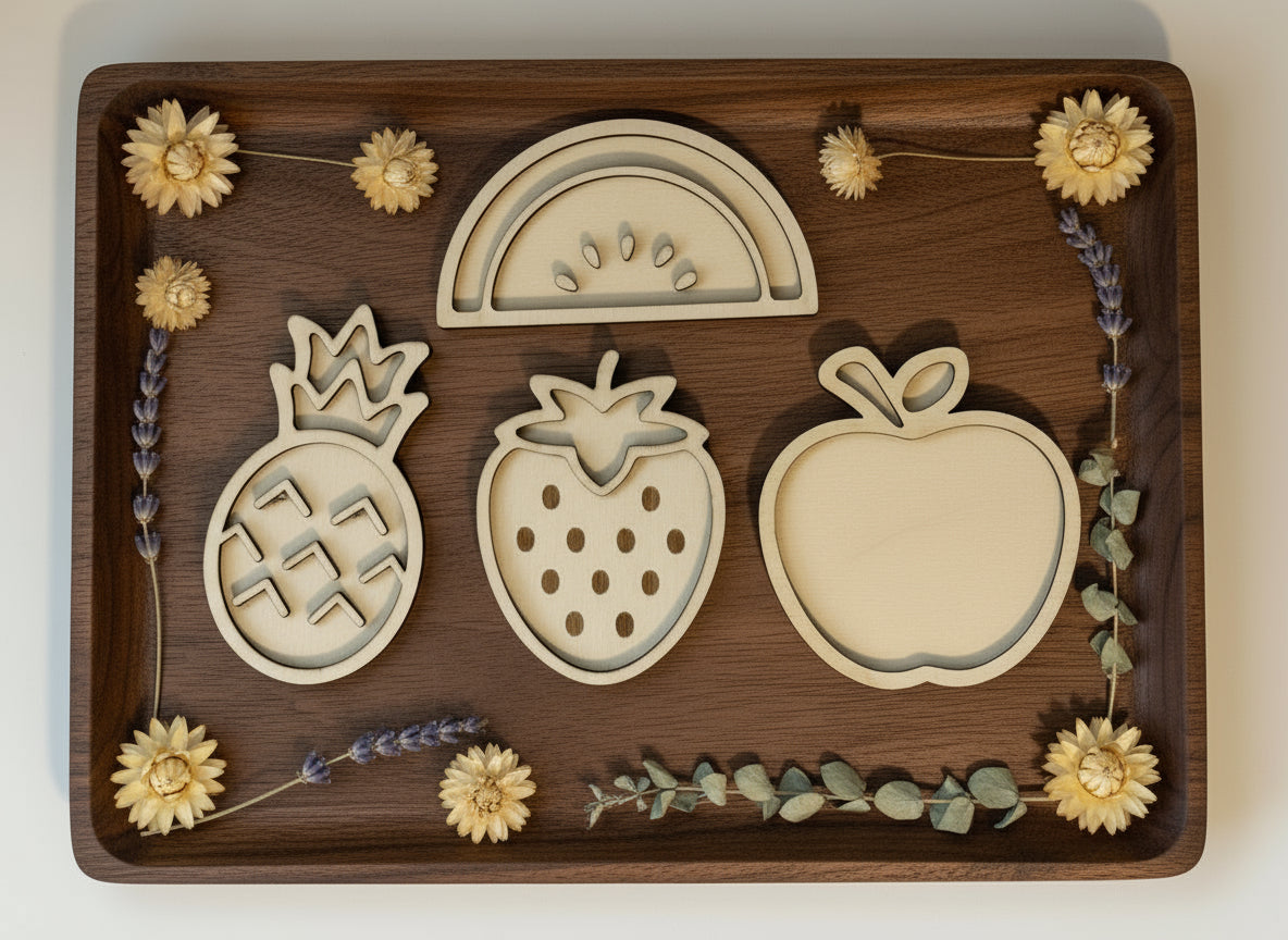 Fruits Theme Wooden Props for Sensory Bin