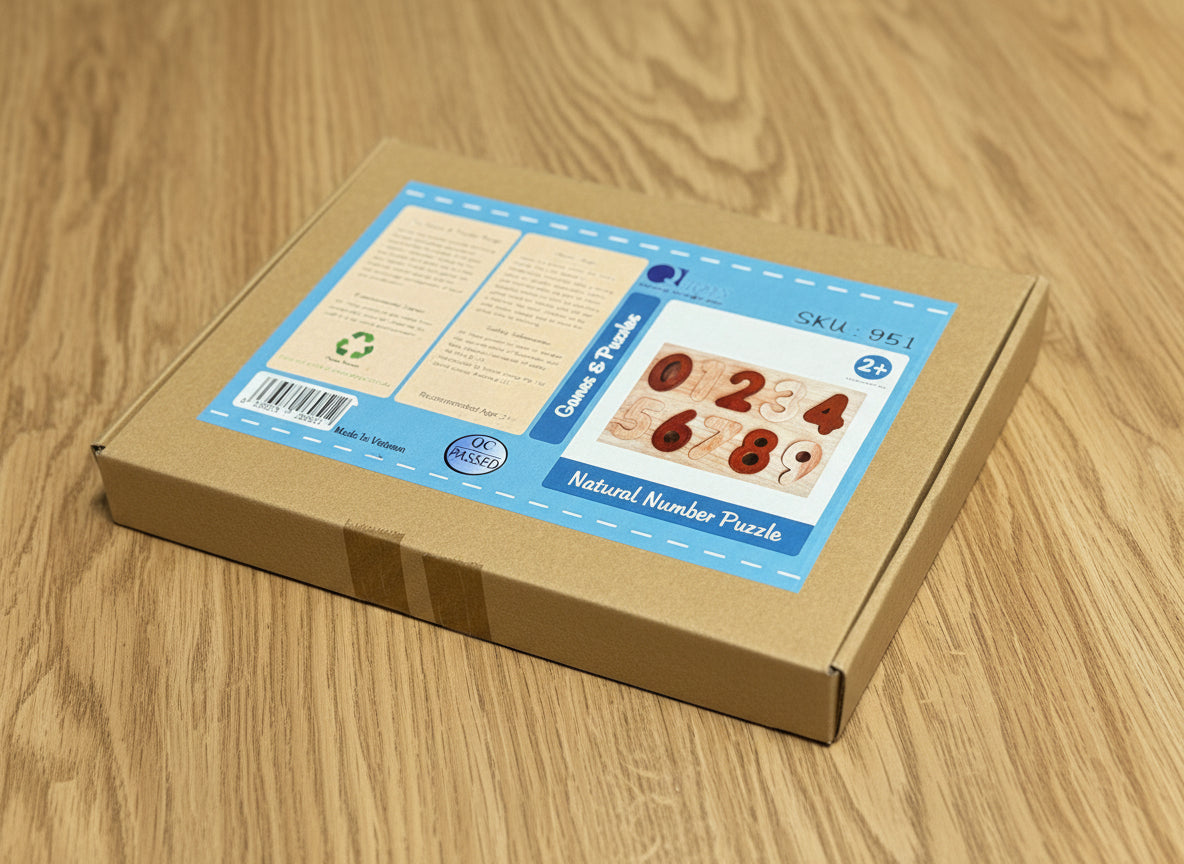 Interactive Wooden Number Puzzle Set for Toddler