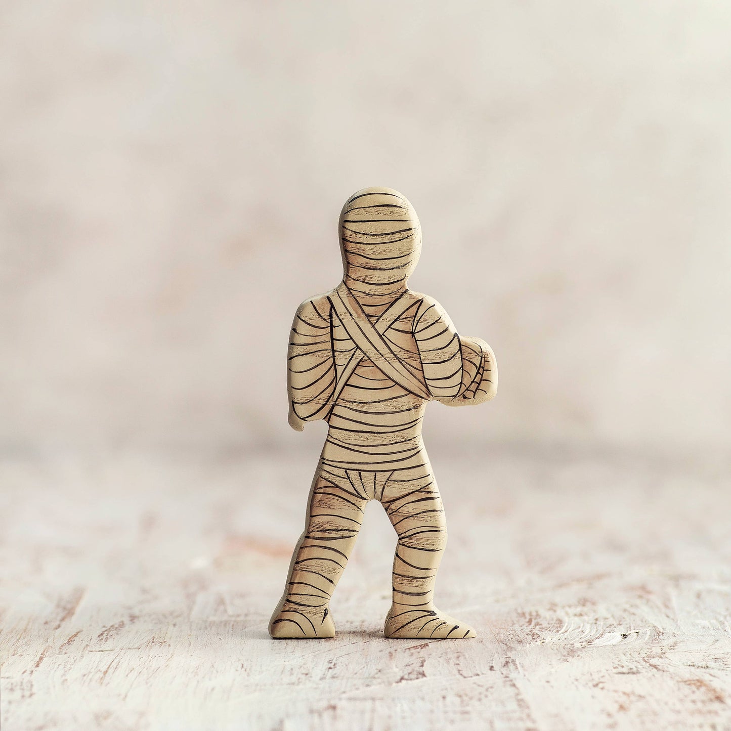Wooden Mummy Figurine | Halloween Decor