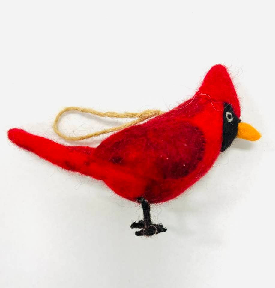 Red Cardinal Felt Bird Ornaments