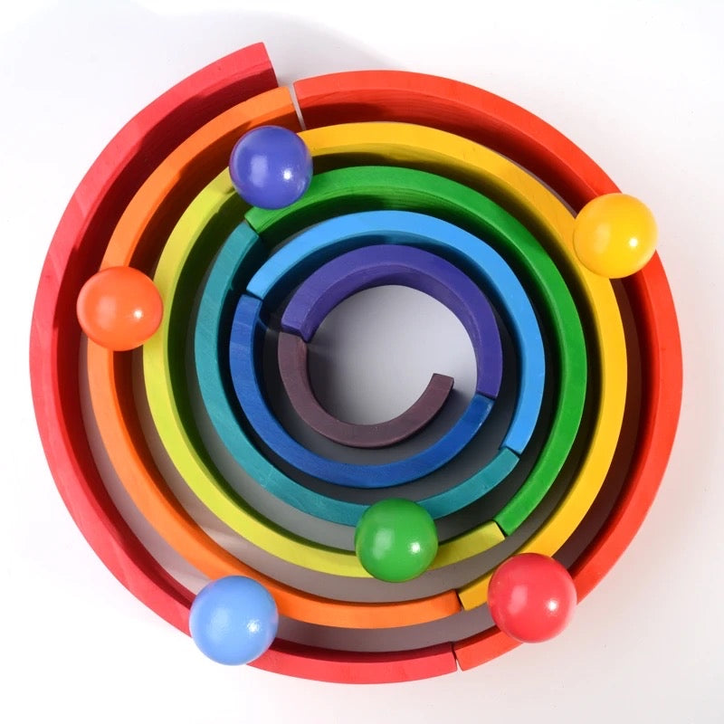 Brand New 6 Pcs Wooden Balls in Rainbow Colors Diameter 1.8”