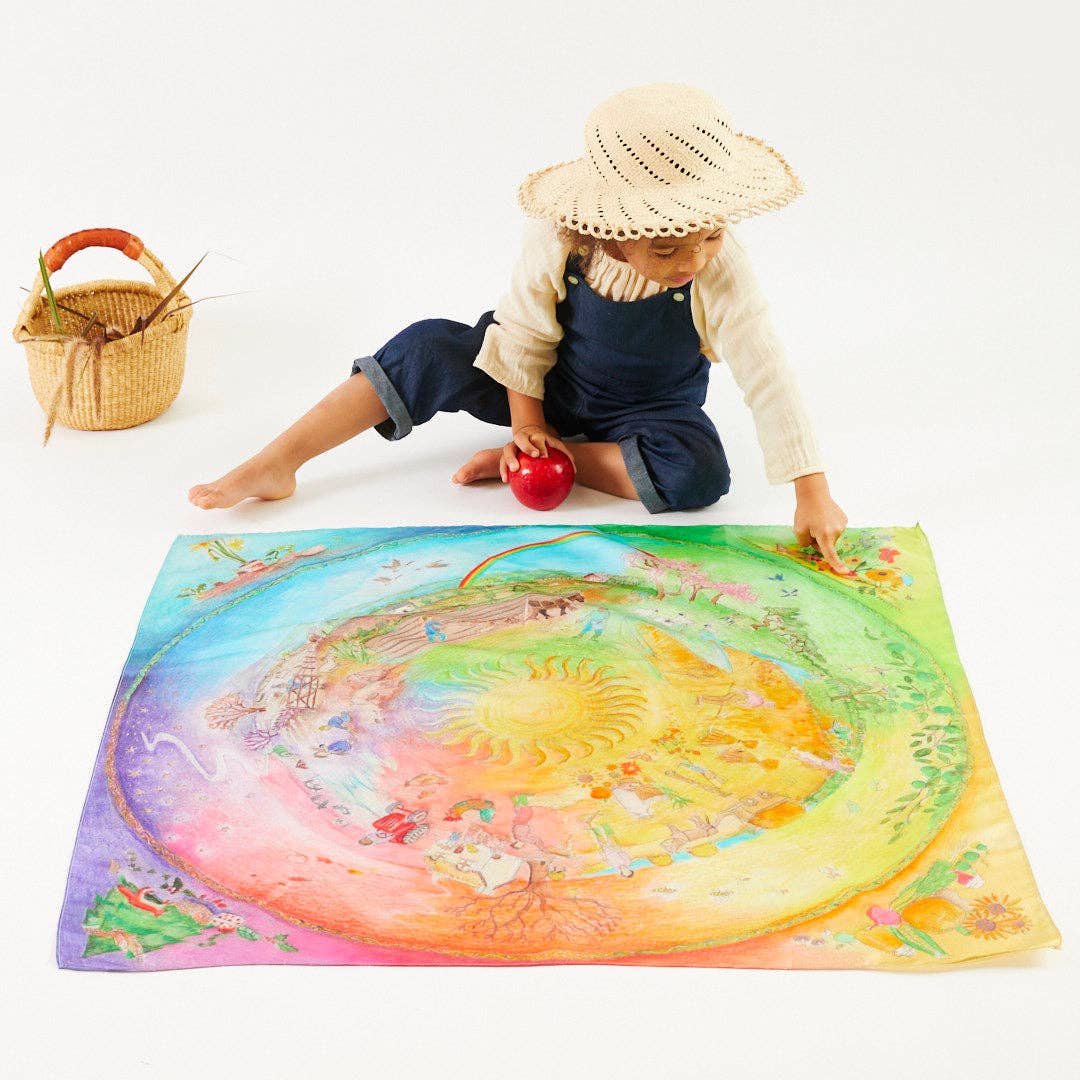 Sarah's Silks Classic Playsilk ( 35" x 35") - Around the Year on the Farm