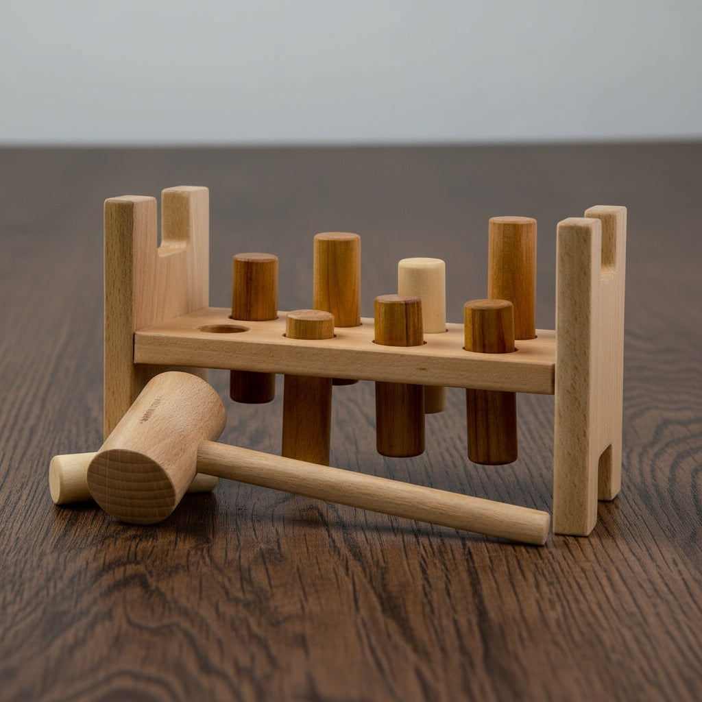 Pound-A-Peg Montessori toy Natural