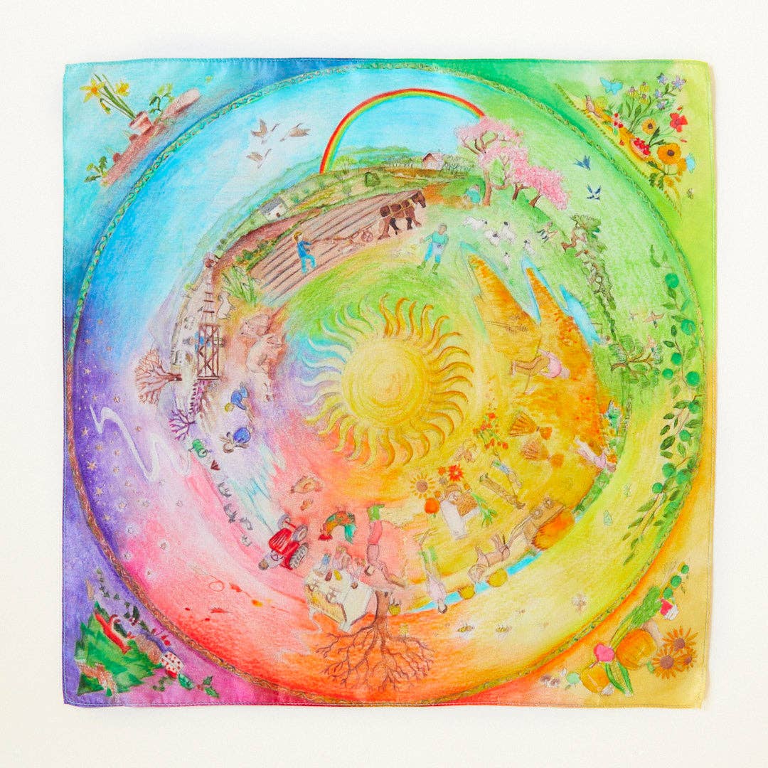 Sarah's Silks Large Playsilk - Around the Year on the Farm