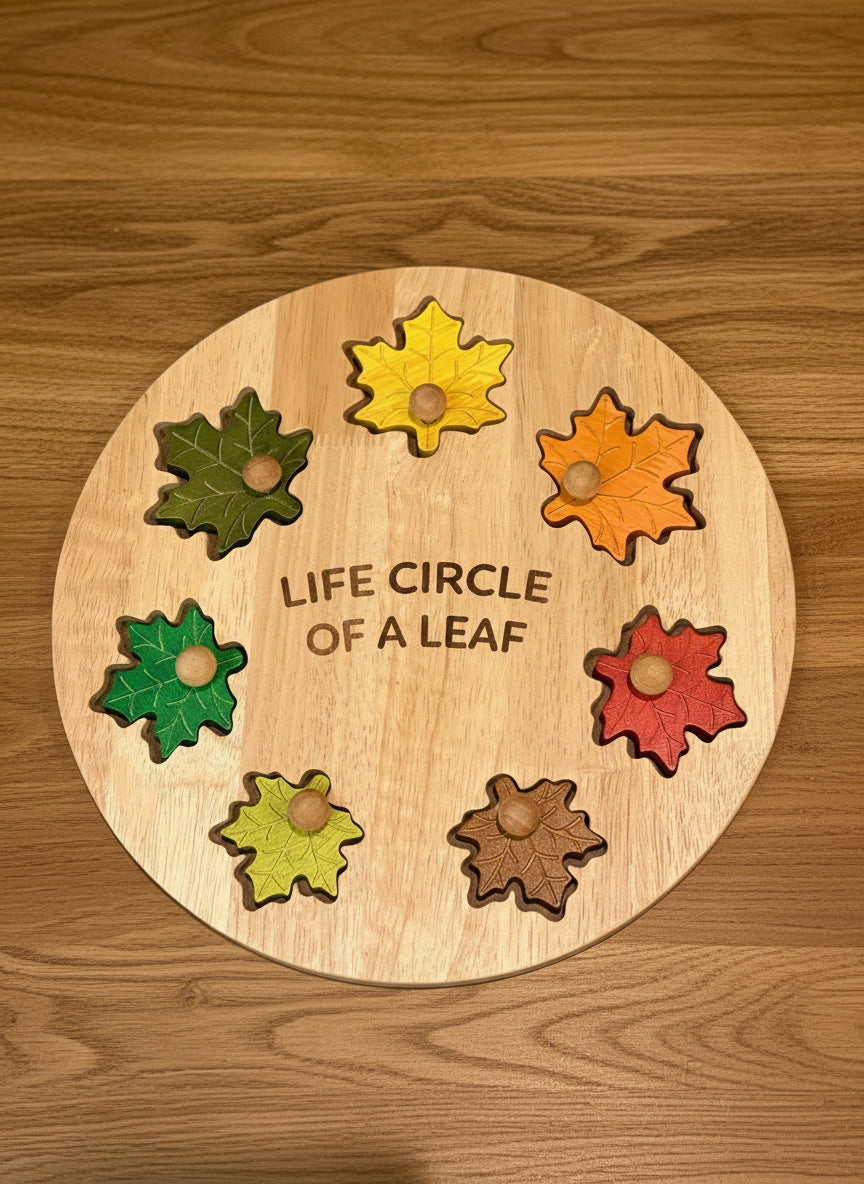 Seasonal Splendor: Cycle of a leaf puzzle for young explorers