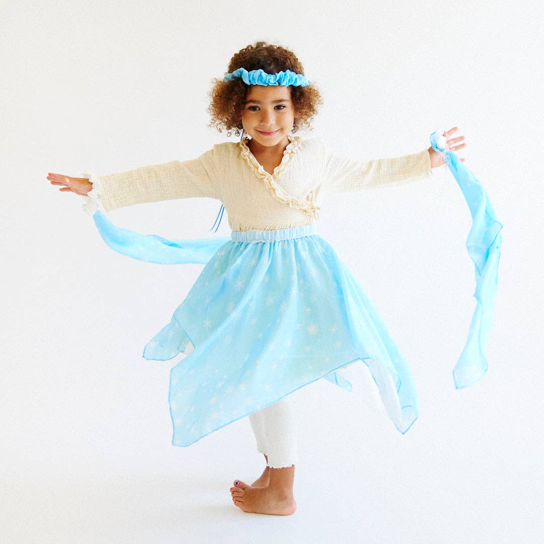 Sarah’s Silks - Snow Fairy Princess Set with Skirt, Garland, & Wrist Streamers