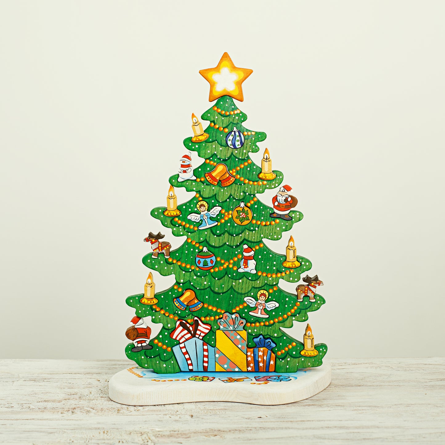 Wooden Caterpillar Big Christmas Tree Puzzle Adventure Calendar