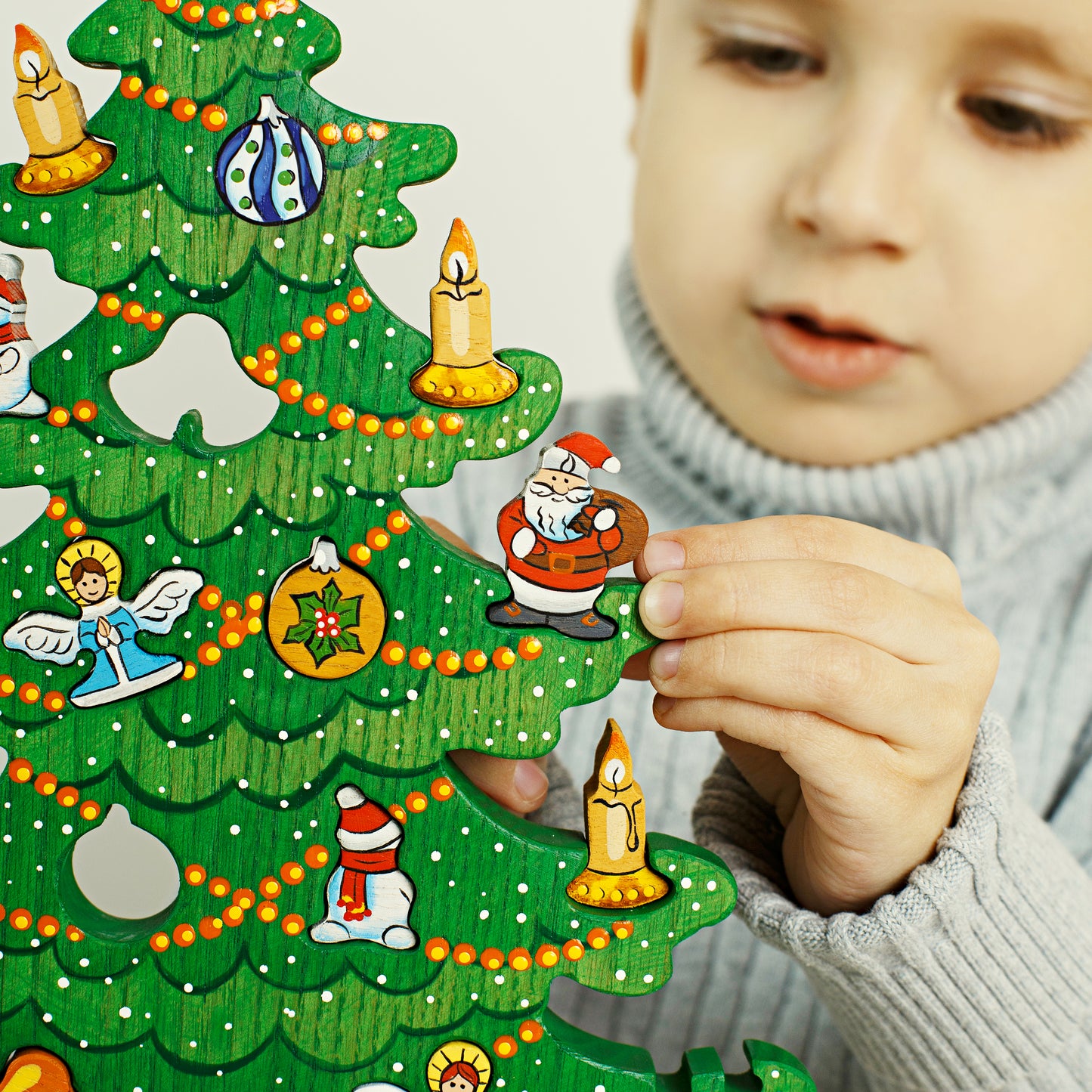 Wooden Caterpillar Big Christmas Tree Puzzle Adventure Calendar