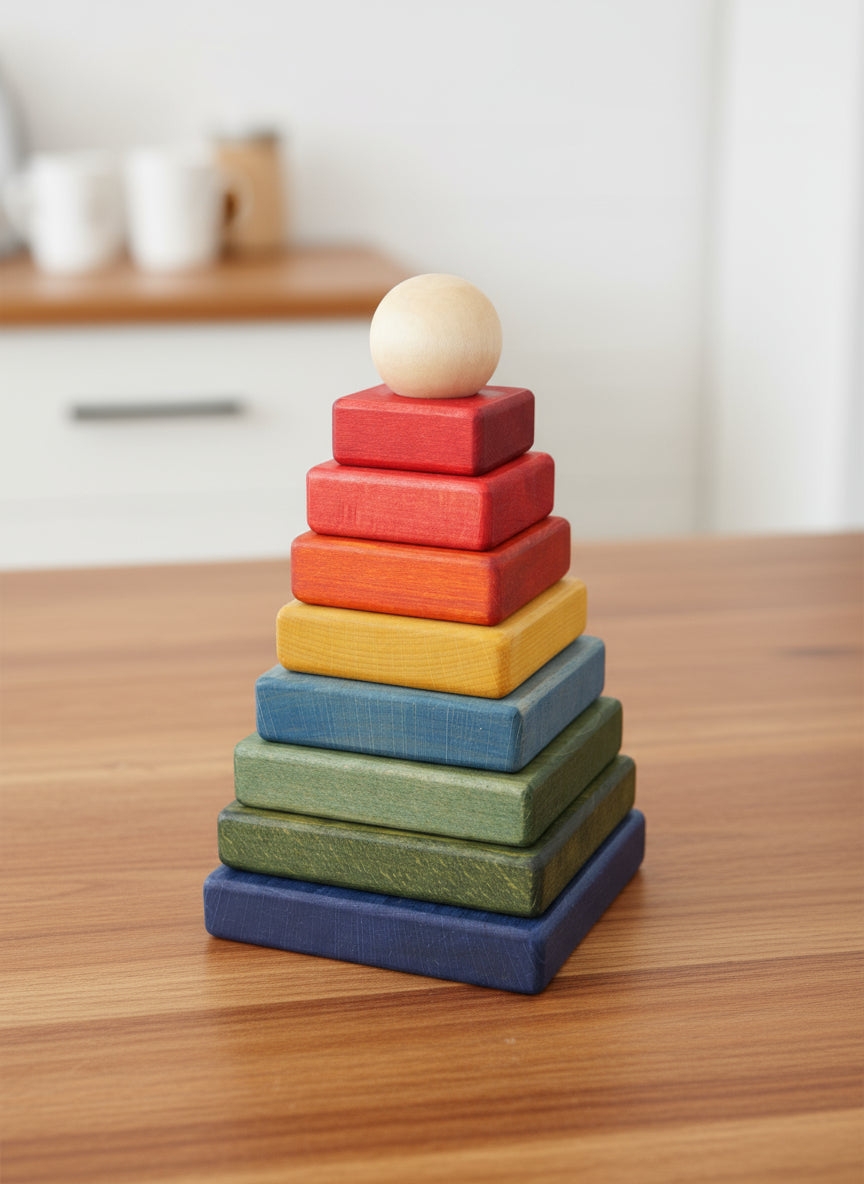 Stacking Montessori Toy Pyramid Rainbow (6 to 16 Months Old)