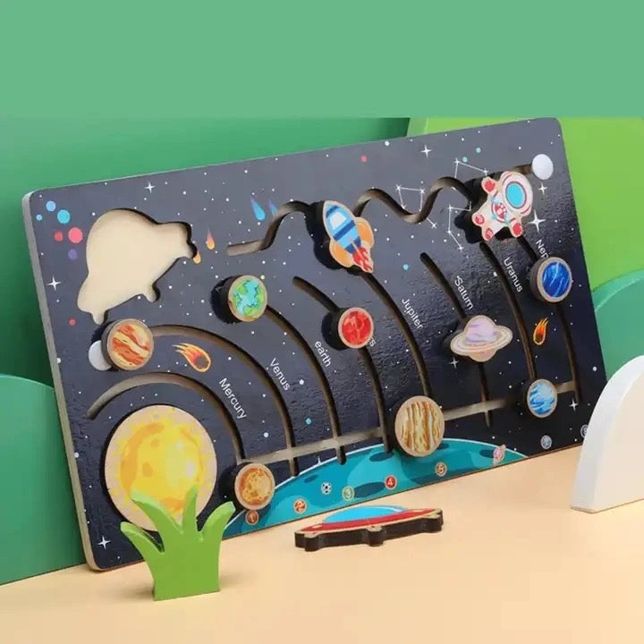 Wooden Solar puzzle activity board for toddler