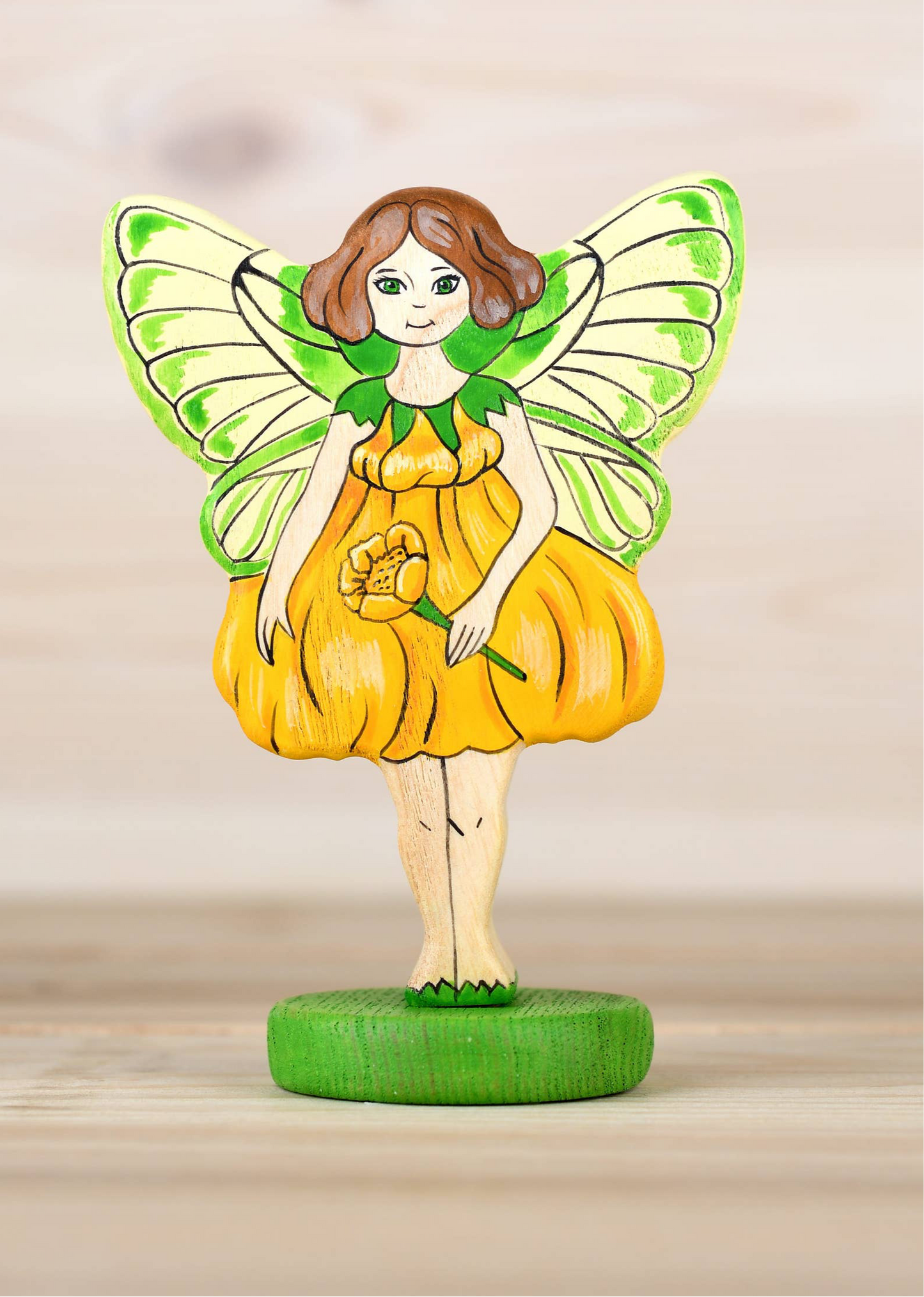 Wooden Yellow Fairy Flower fairy toy for kids
