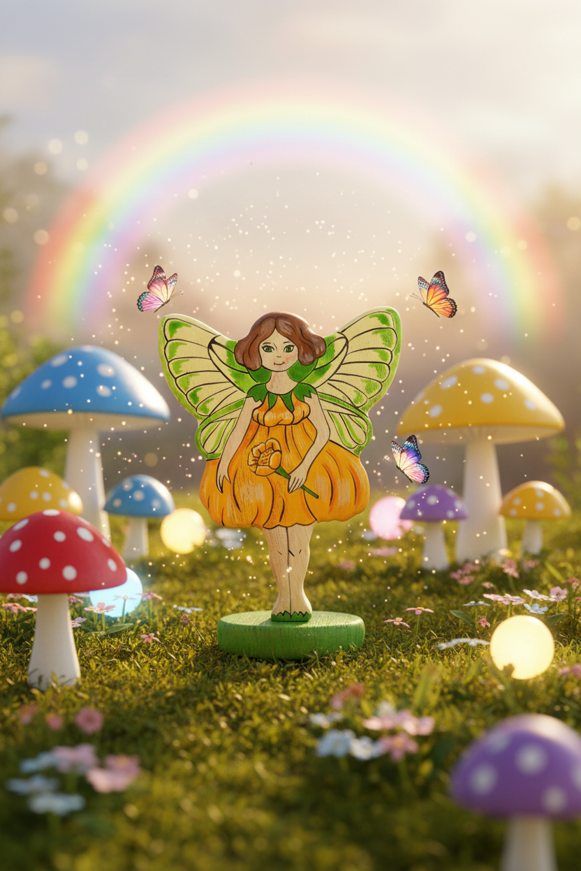 Wooden Yellow Fairy Flower fairy toy for kids