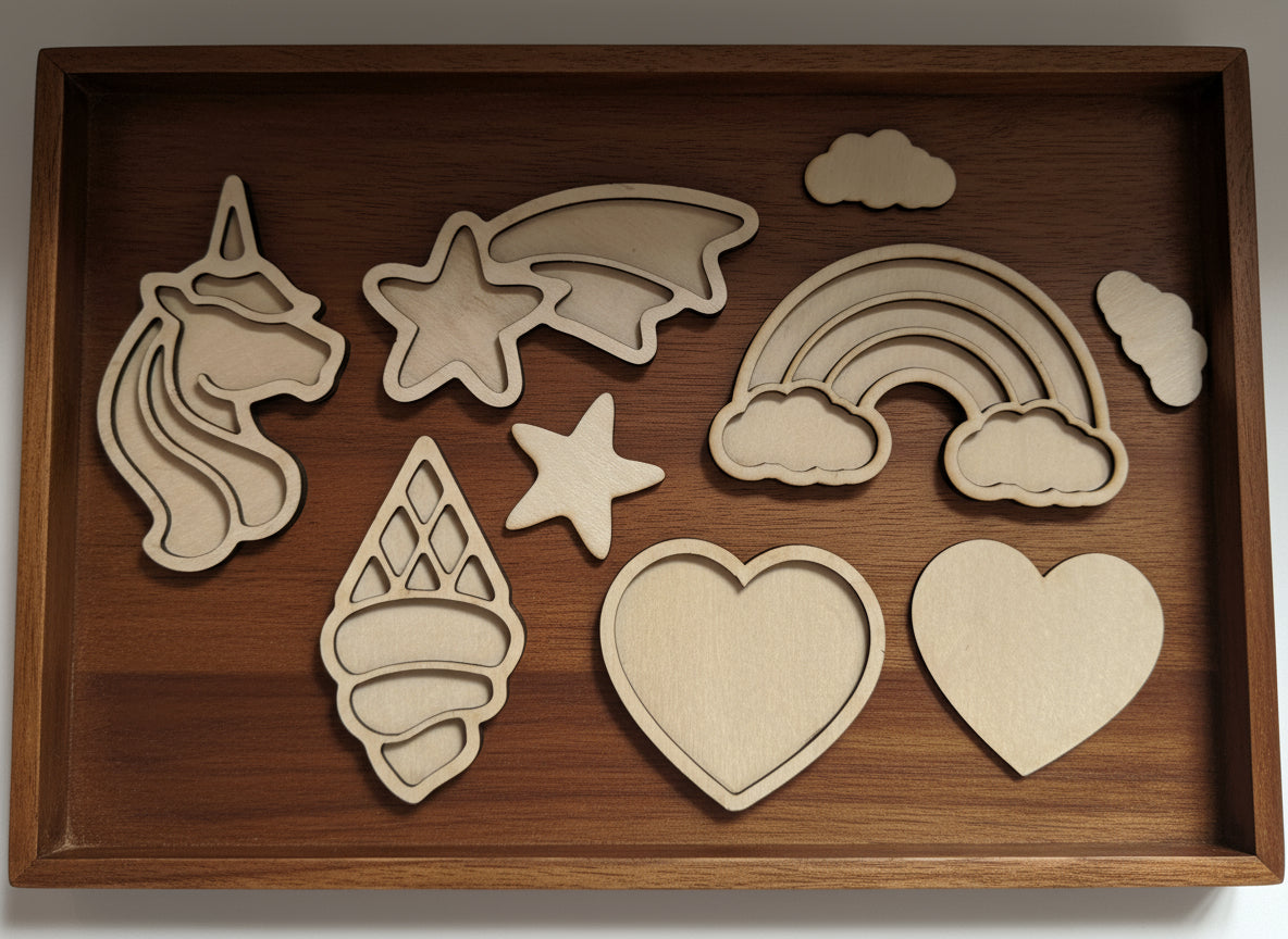 Unicorn Theme Wooden Mini Sensory Bin Fillers