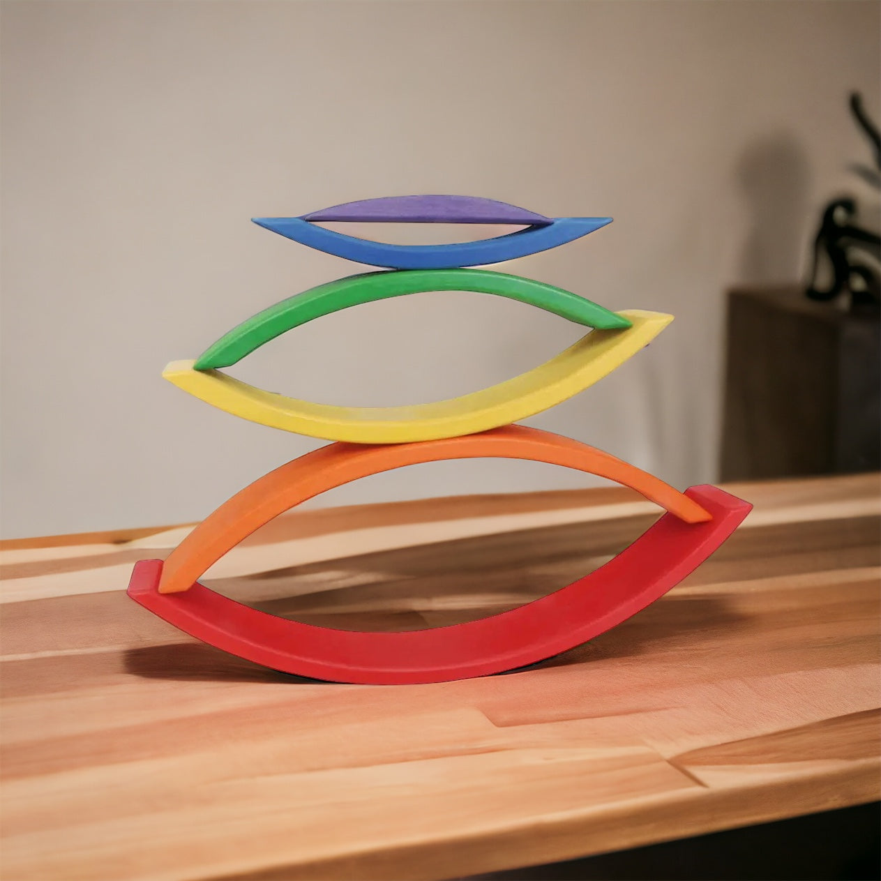 Wooden Rainbow Bridges for Cars, Tunnels, Trains, Railway, Road Track (6Pcs)