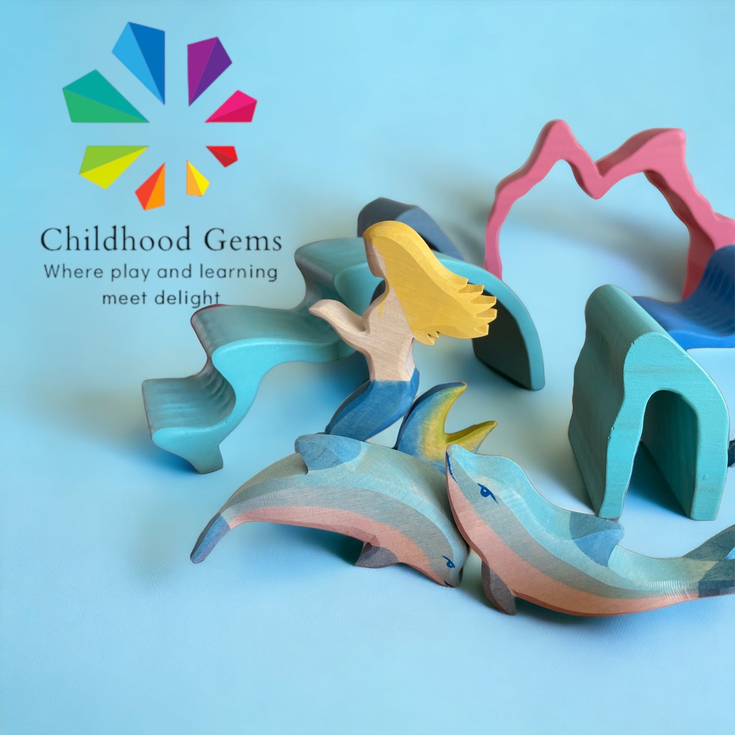 Wooden Handcrafted Dolphin Pair