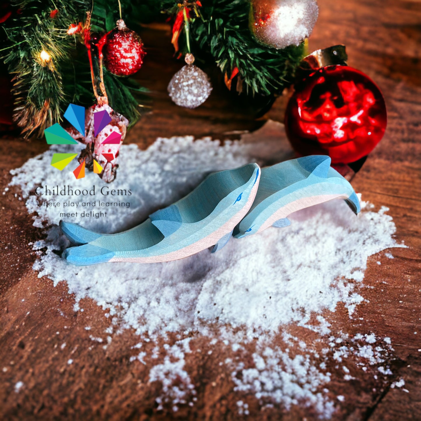 Wooden Handcrafted Dolphin Pair