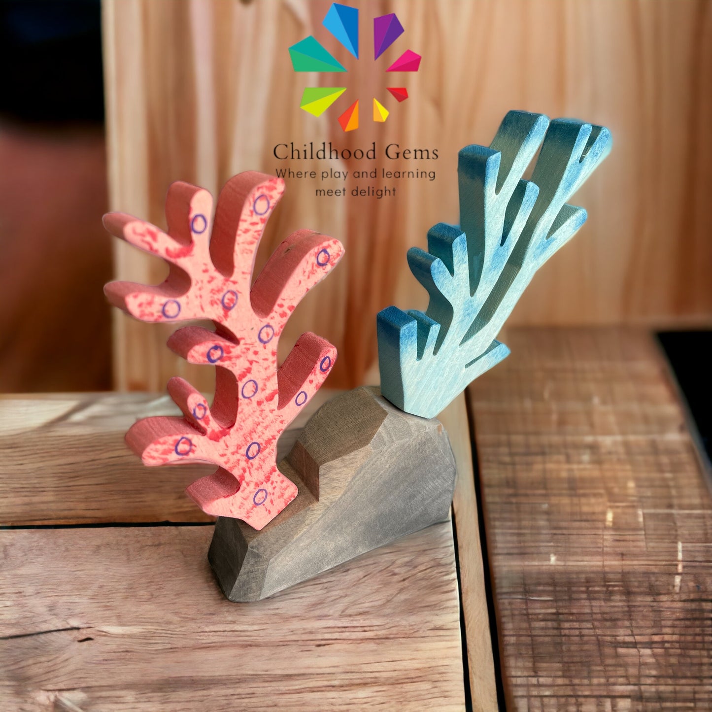 Wooden Coral Set for Open Ended Play