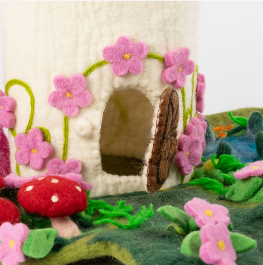 Fairy Playhouse | Play-mat or Pink Cottage for Finger Puppet