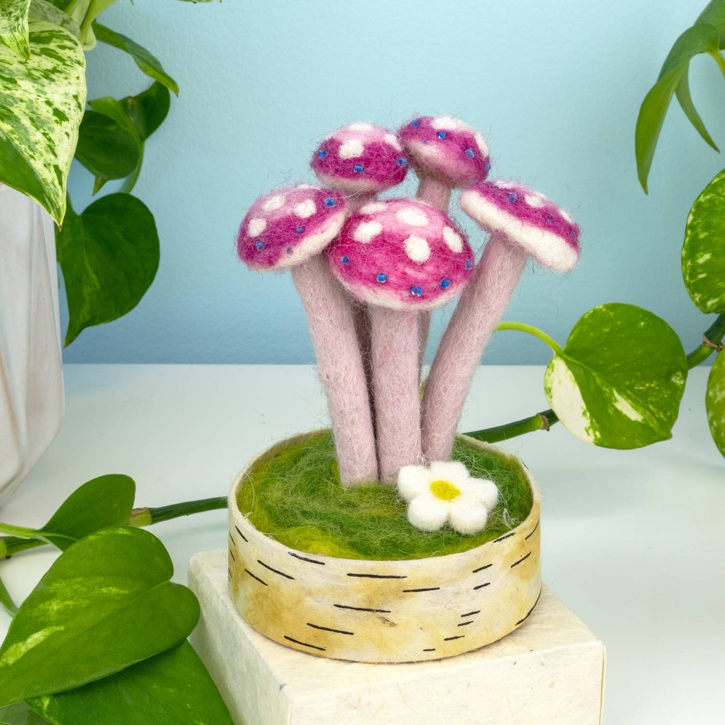 Pink Lady Woodland Felted Mushroom