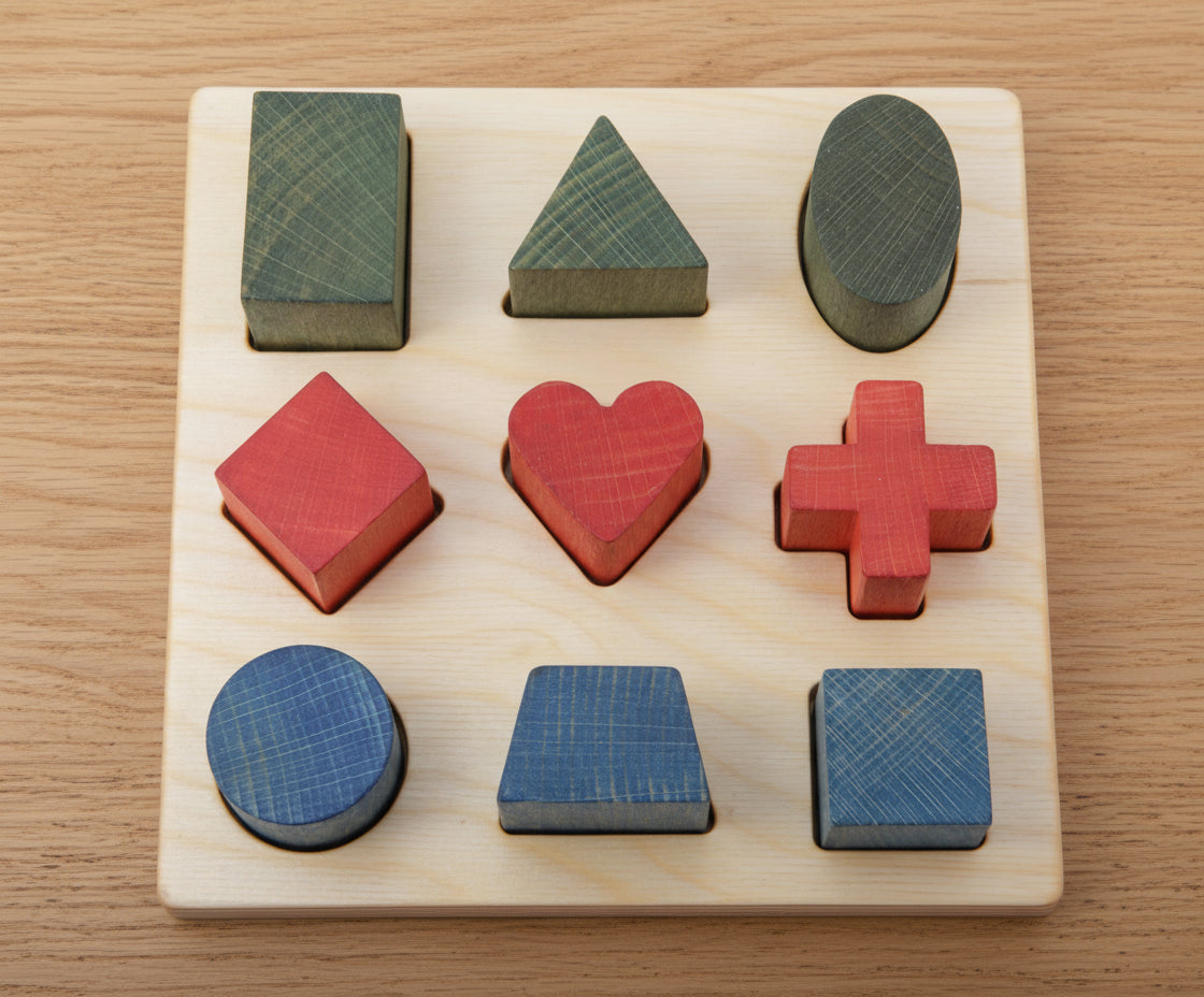 Stacking Montessori Toy Shape Puzzle Board Rainbow