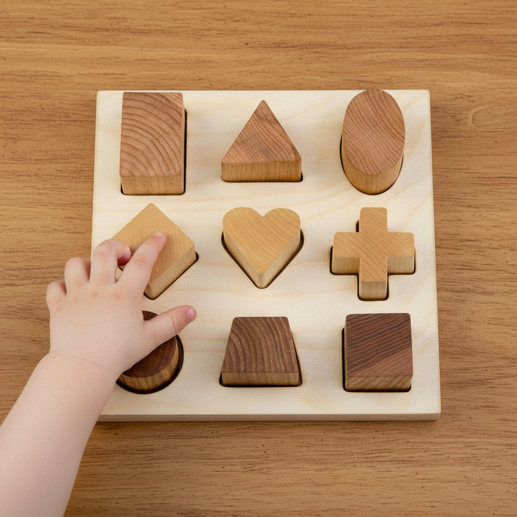 Stacking Montessori ToyShape Puzzle Board Natural