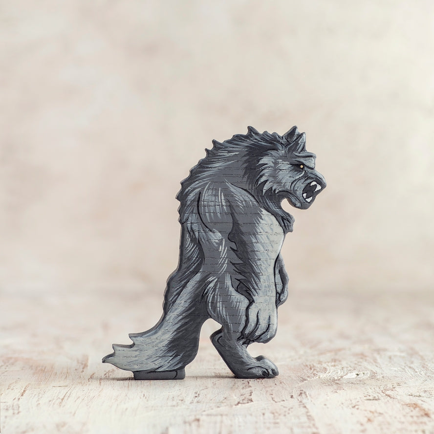 Wooden Werewolf Figurine | Halloween Toy