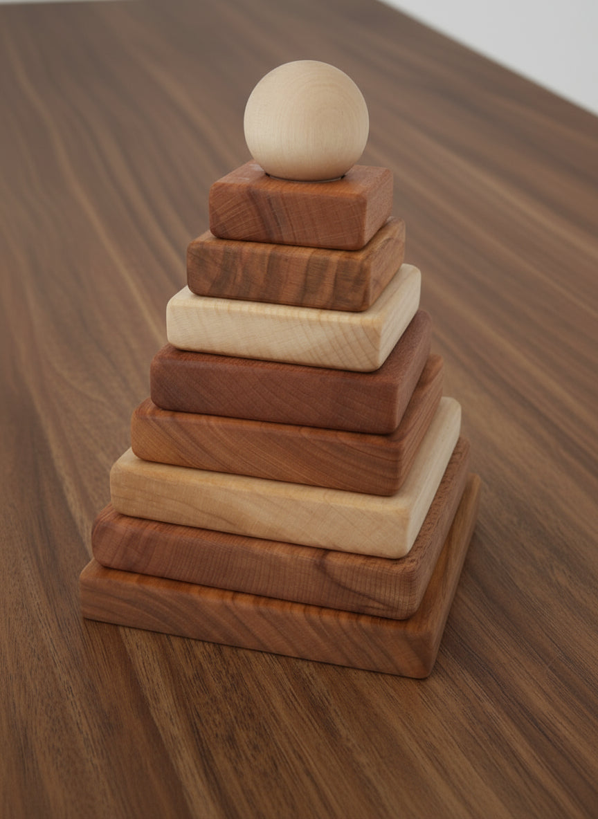 Stacking Montessori Toy Pyramid Natural (6 Months to 24 Months)