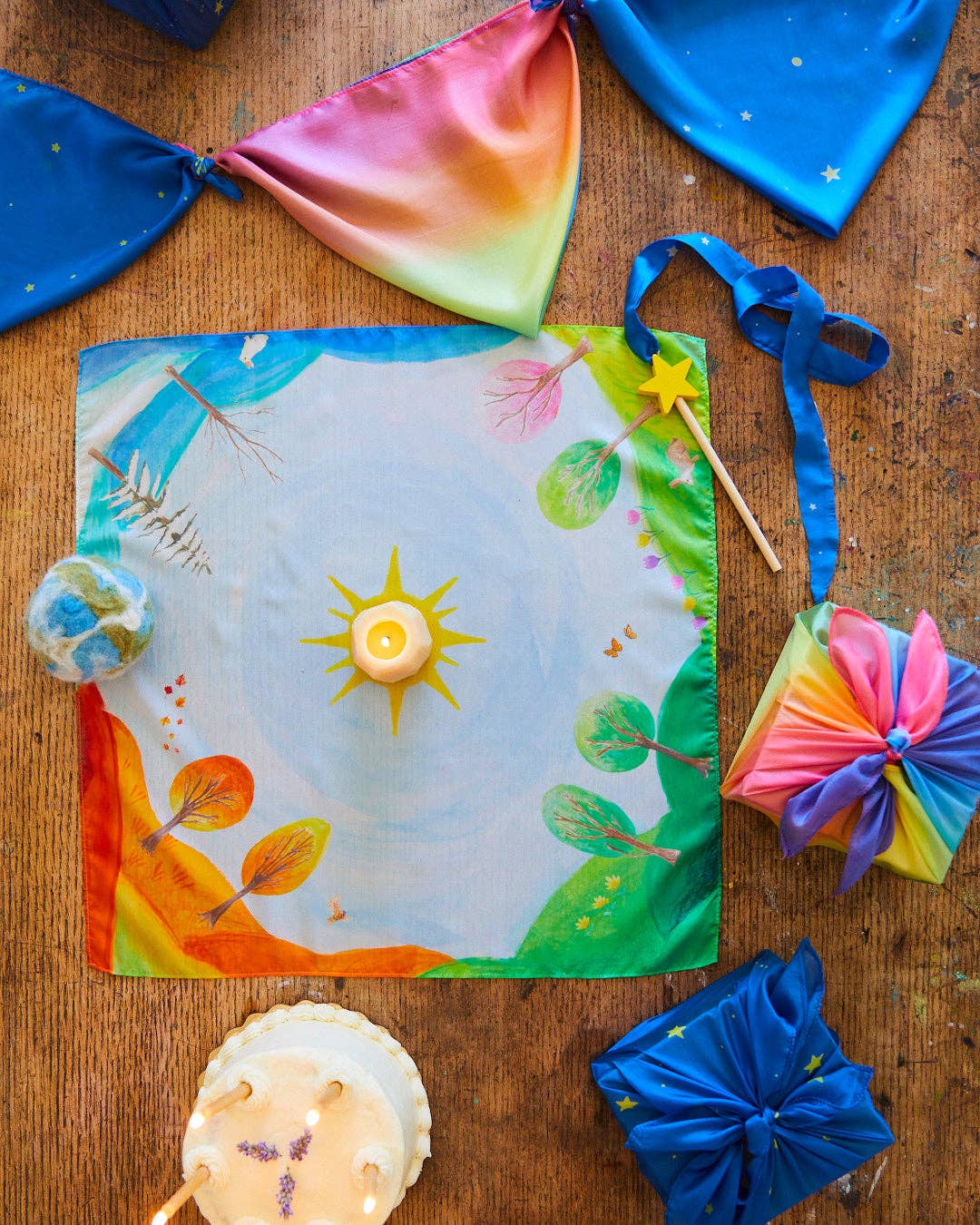Around the Year Playsilk | Circle of the Sun - Montessori Birthday Toy (21” X 21”)