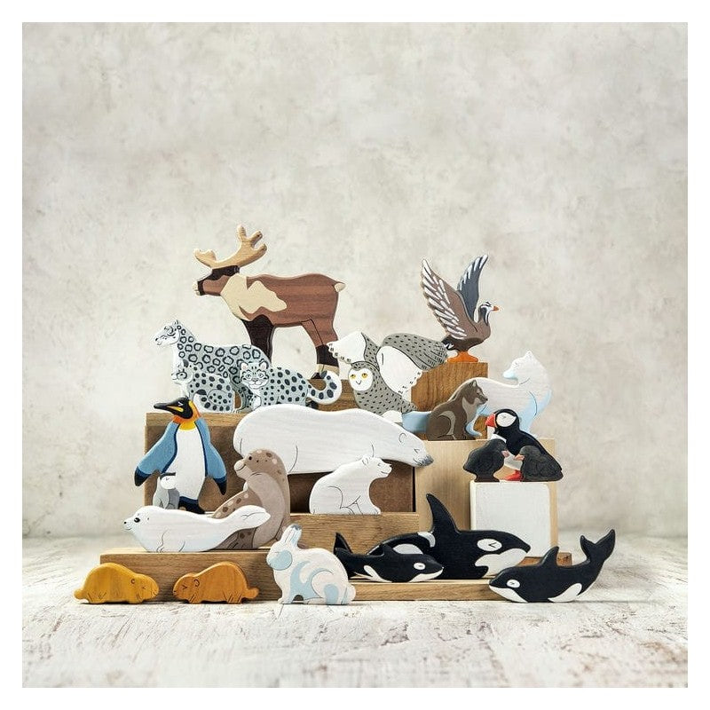 Wooden Caterpillar "Where snowflakes fall" story sack