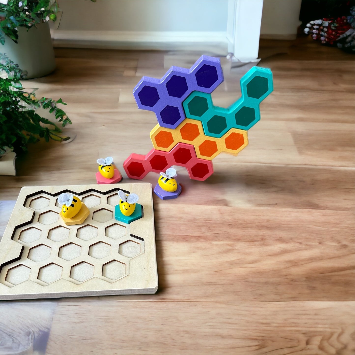Wooden Beehive Building Block & Puzzle, Problem Solving |Two in One Game.