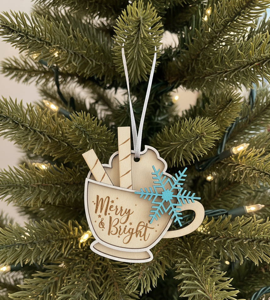 Handcrafted Wooden Christmas Ornament Mug