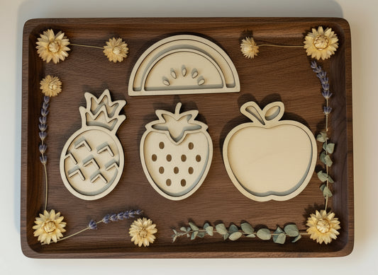 Fruits Theme Wooden Props for Sensory Bin