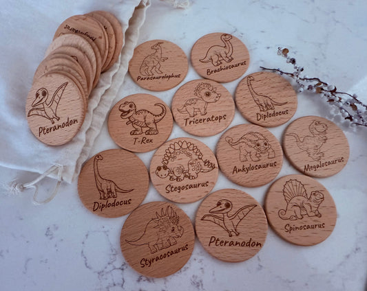 Wooden Dinosaur Memory Game – 24-Piece Matching Set