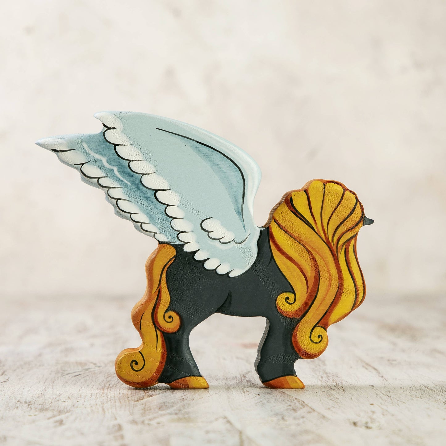 Wooden Pegasus figurine legendary creature