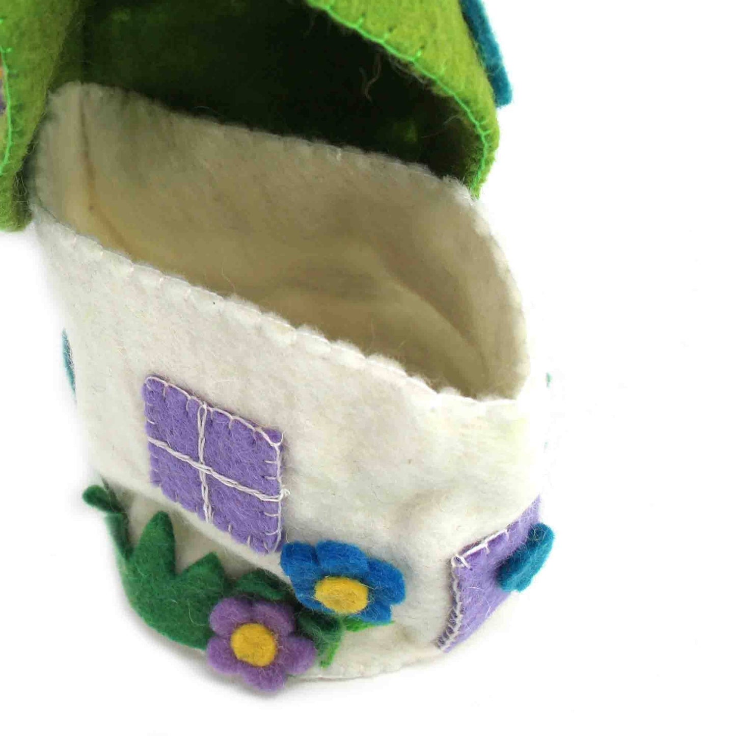 Global Crafts - Handcrafted Blue Flower Felt Fairy House