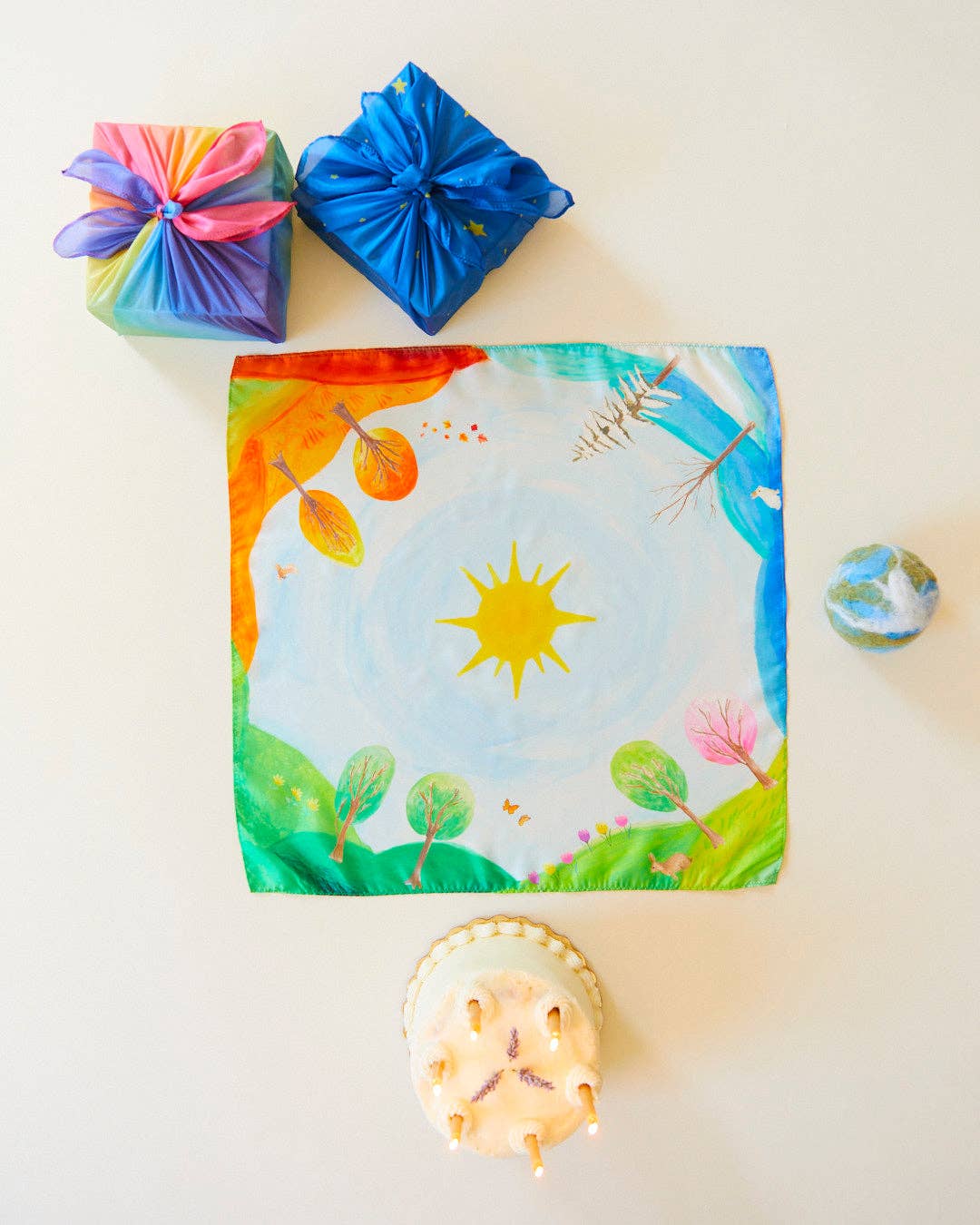 Around the Year Playsilk | Circle of the Sun - Montessori Birthday Toy (21” X 21”)