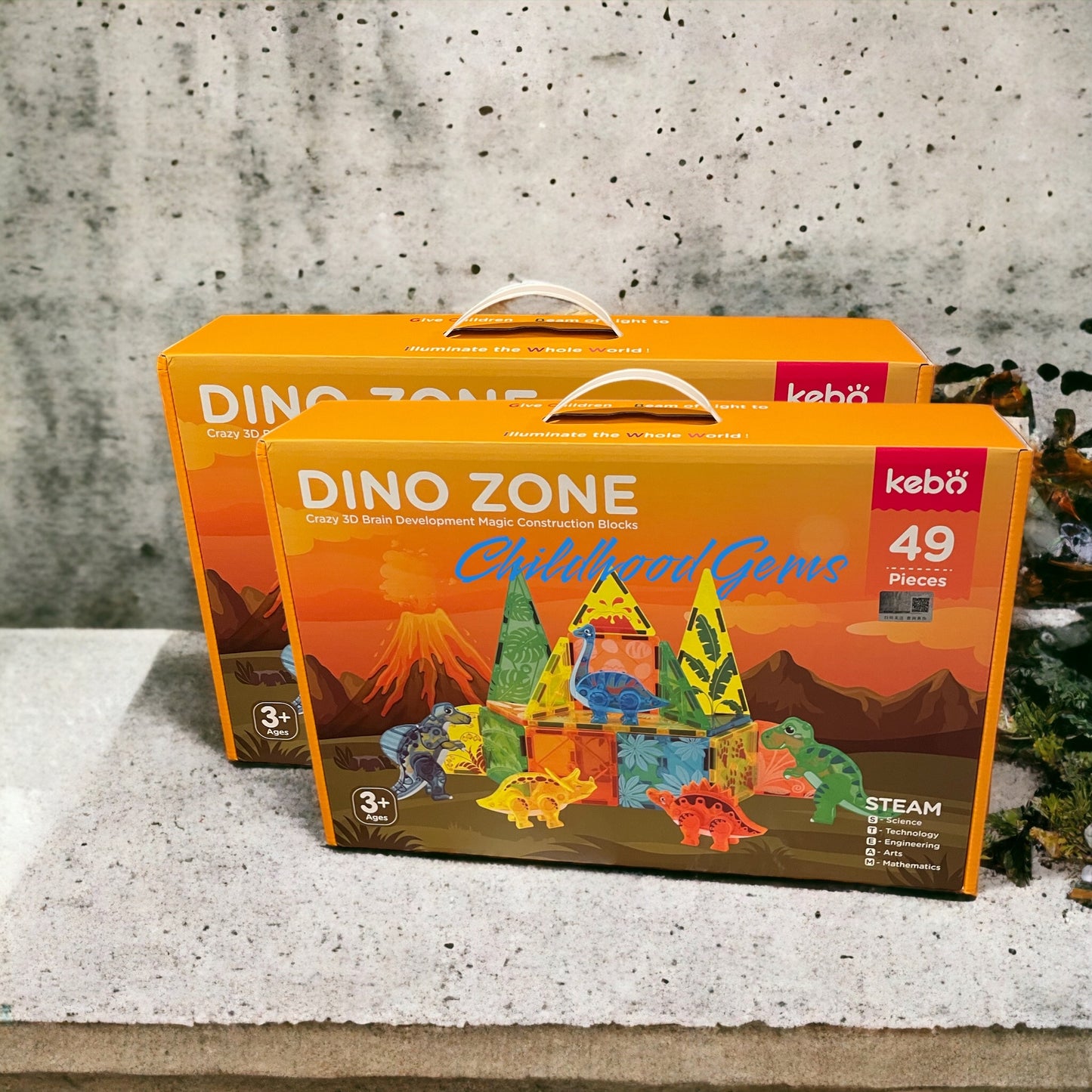 Strong Magnetic Tiles With Printing Dinosaurs (49pcs Set)