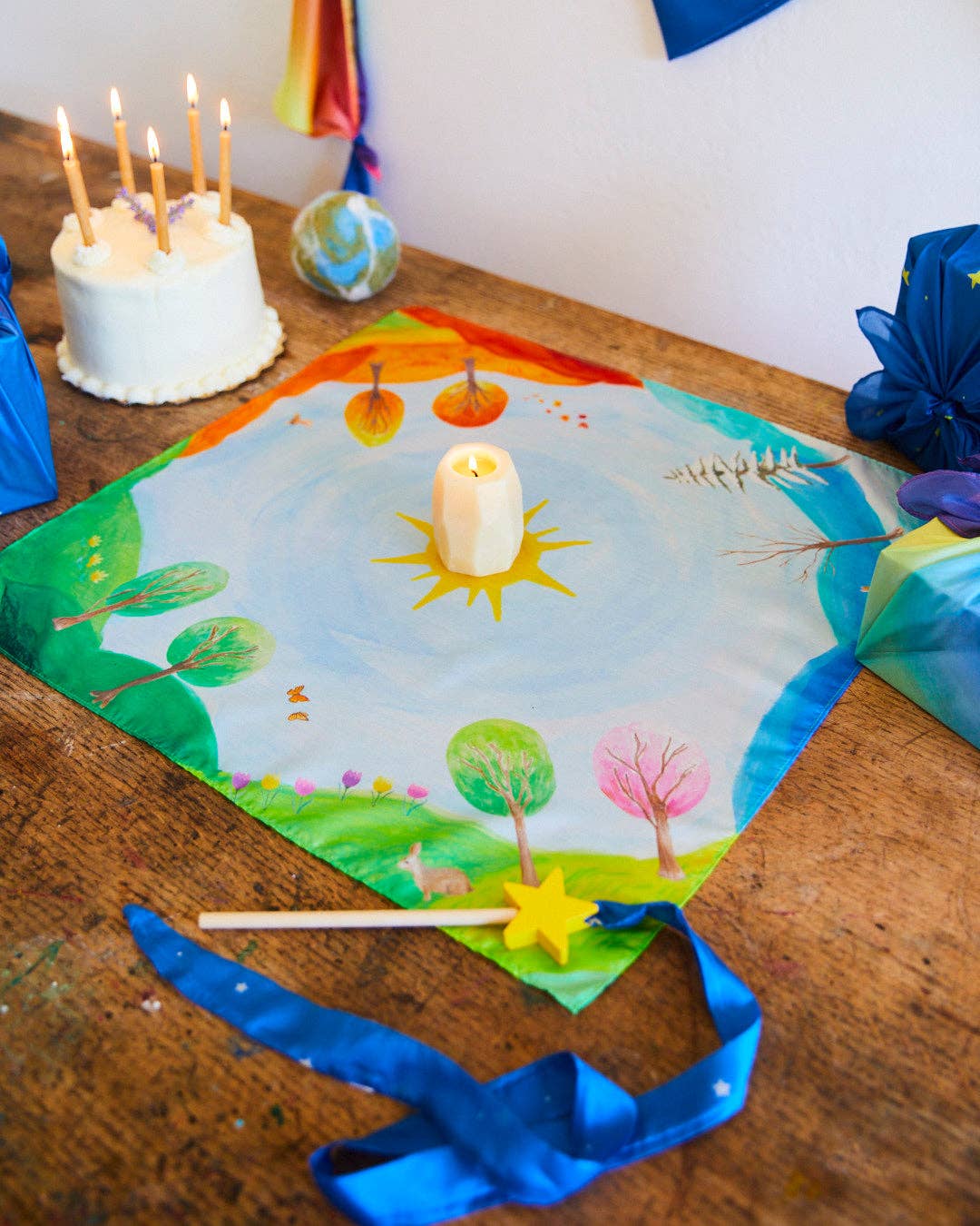 Around the Year Playsilk | Circle of the Sun - Montessori Birthday Toy (21” X 21”)