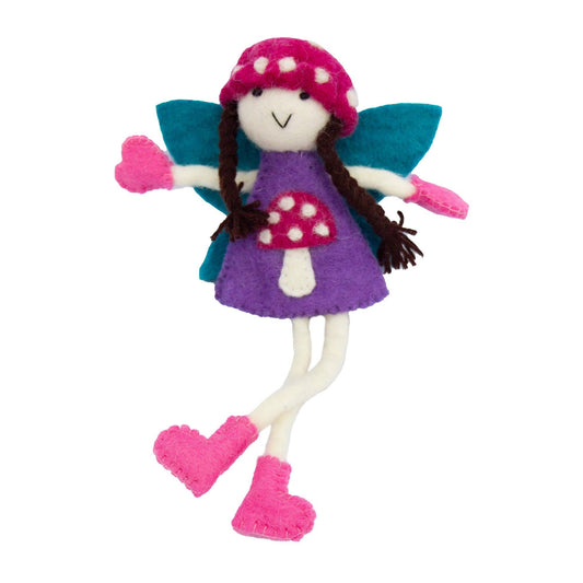 Global Crafts - Mushroom Bonnet Tooth Fairy Pillow Brunette Hot Pink