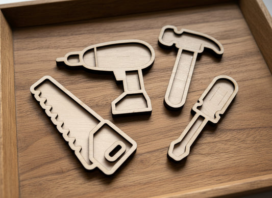 Handy Man (Carpenter) Theme Wooden Mini Sensory Bin Filler Tray - Crafted in Canada