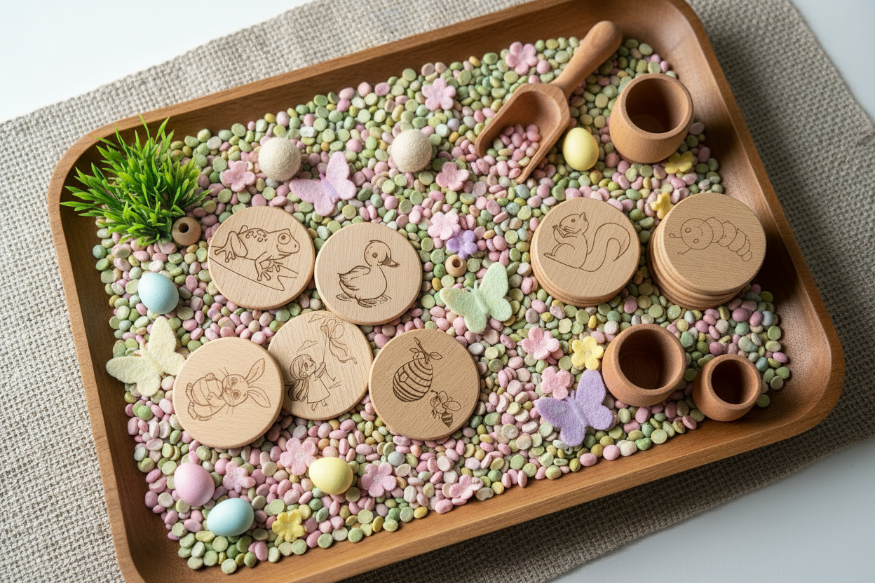 Summer/Spring-Themed Wooden Memory Matching Discs - Set of 24