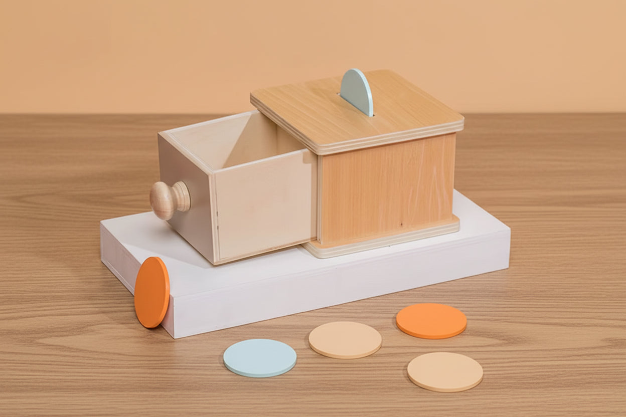Montessori Wooden Coin / Ball Box Drawer for 8 to 24 months baby/Toddler