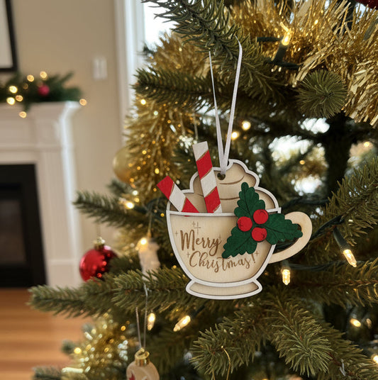Handcrafted Wooden Christmas Ornament Mug