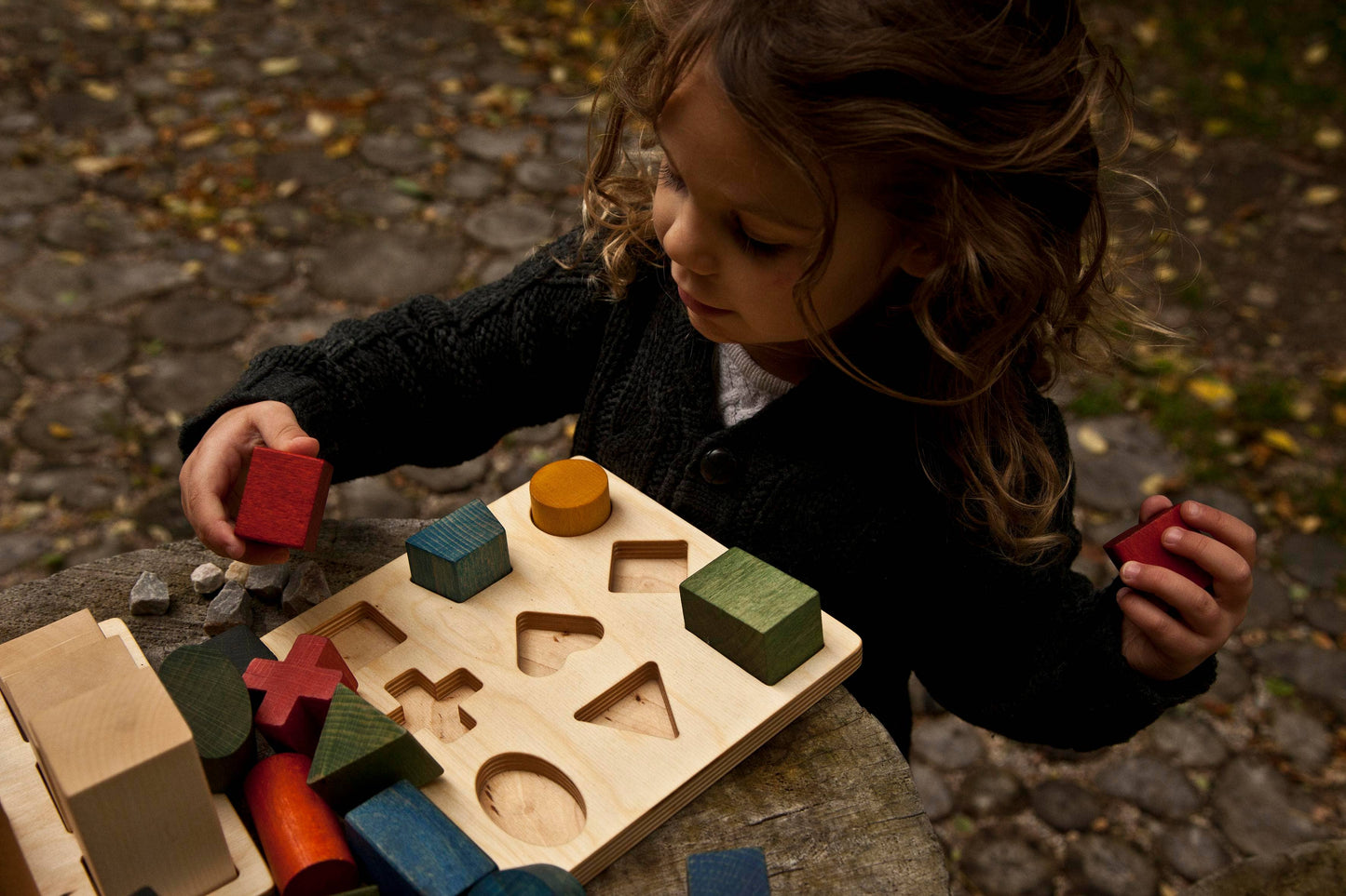 Stacking Montessori Toy Shape Puzzle Board Rainbow