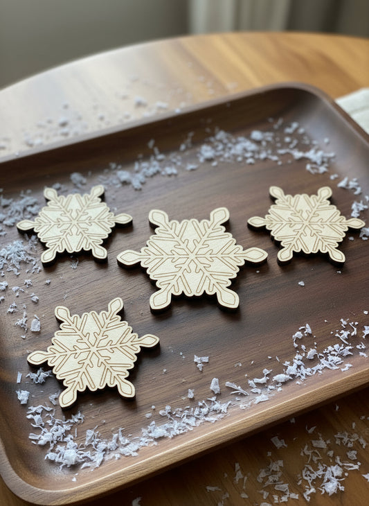 Wooden Snowflakes Handcrafted loose parts