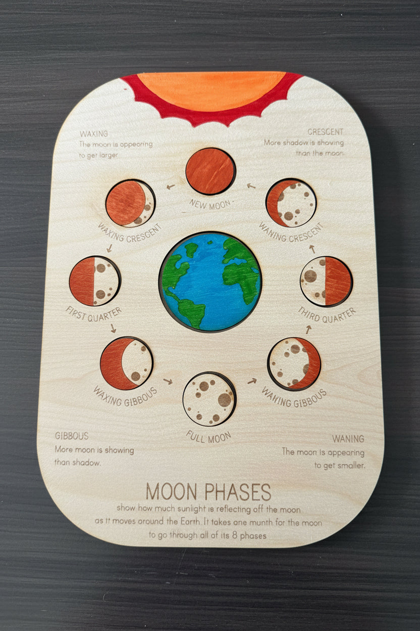 Moon Phases Wooden Puzzle | Hand Painted