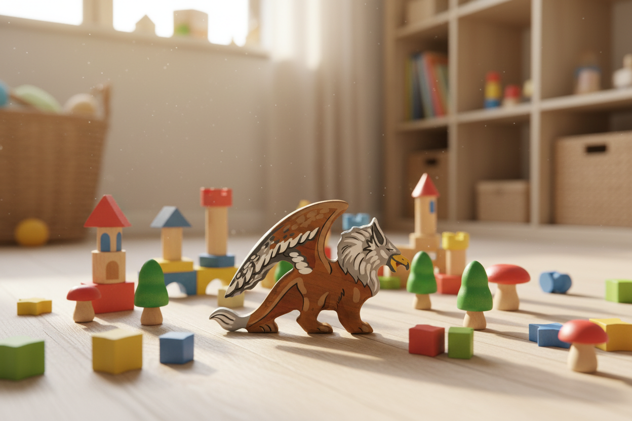 Wooden Griffin figurine legendary creatures