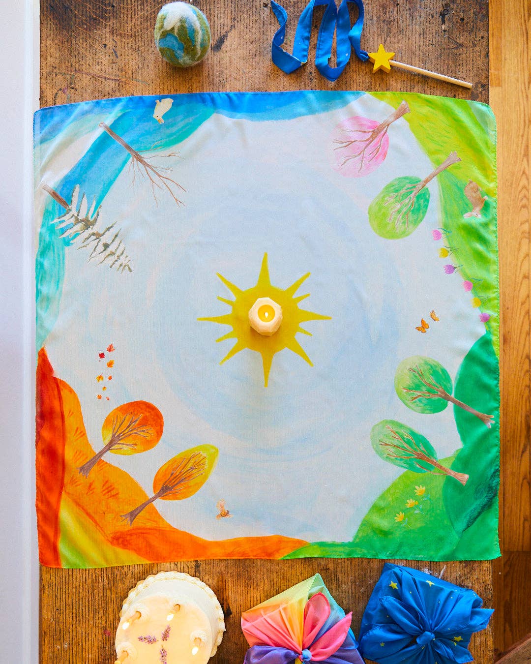 Around the Year Playsilk | Circle of the Sun - Montessori Birthday Toy (21” X 21”)
