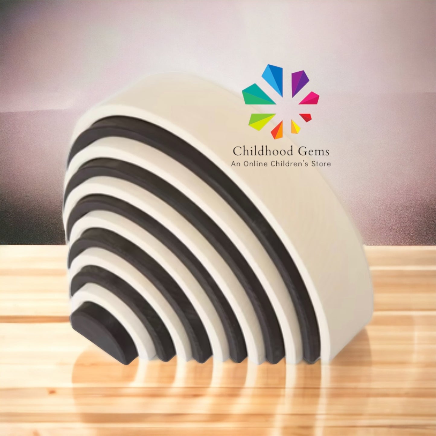 Large White Wooden Stacker Black and White (12 Pcs)